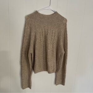 Parker Tan Cowl Neck Knit Sweater Size L Warm Layer Soft